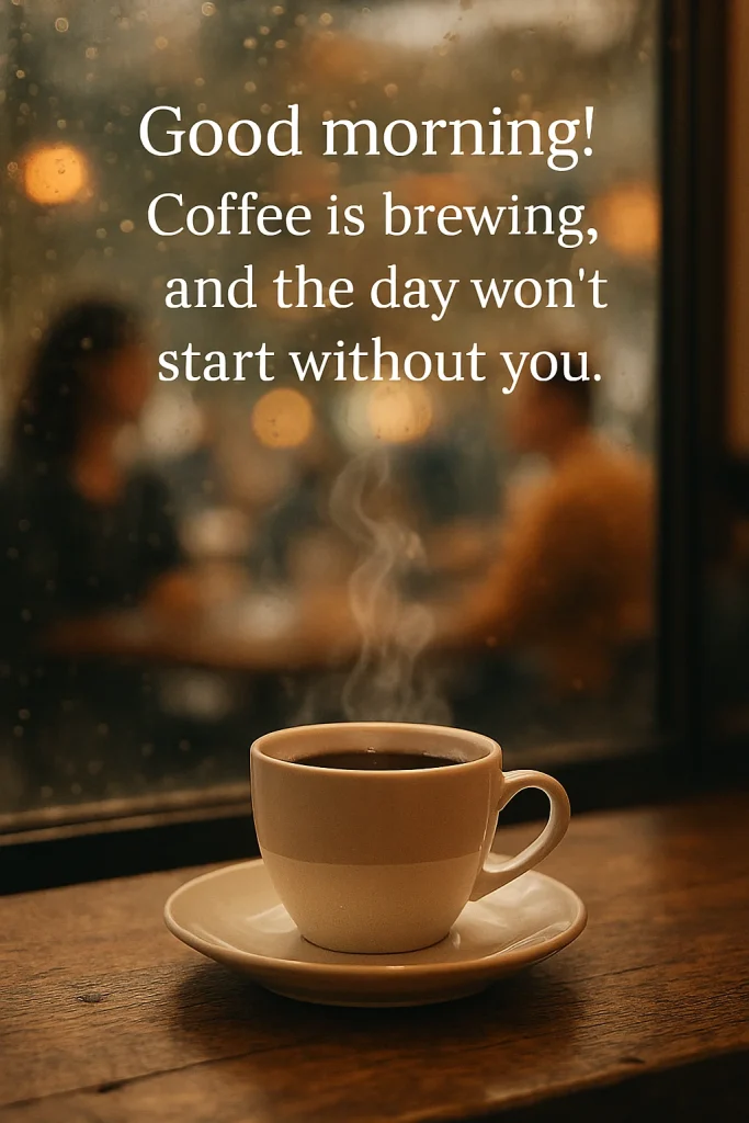 Good morning Coffee is brewing and the day wont start without you message