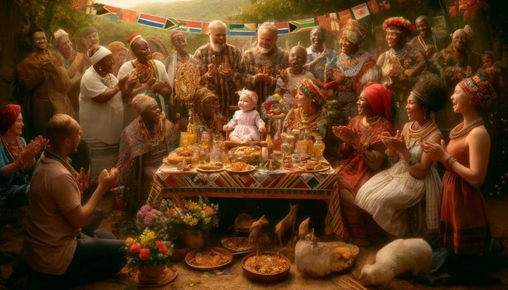 a warm and joyful first birthday celebration in South Africa
