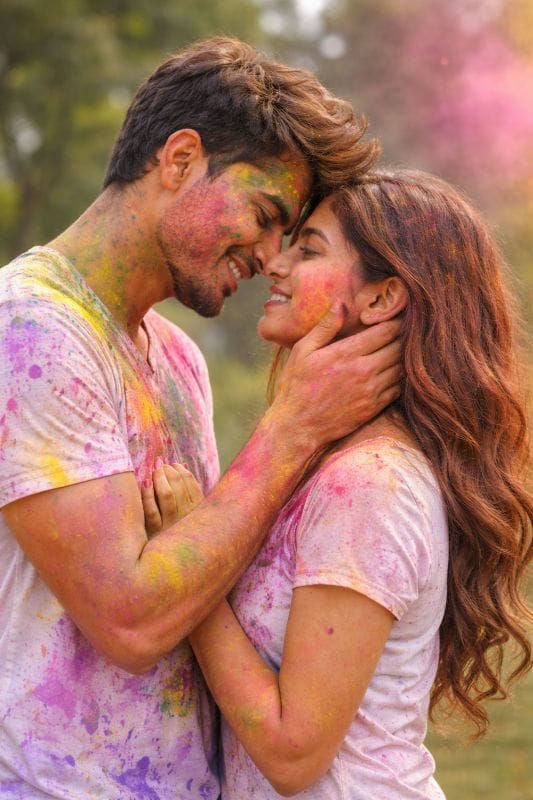 💖 Romantic Holi Wishes – Sweet, Flirty & Heartfelt “Happy Holi My Love” Messages for Him & Her Celebrating Holi with love